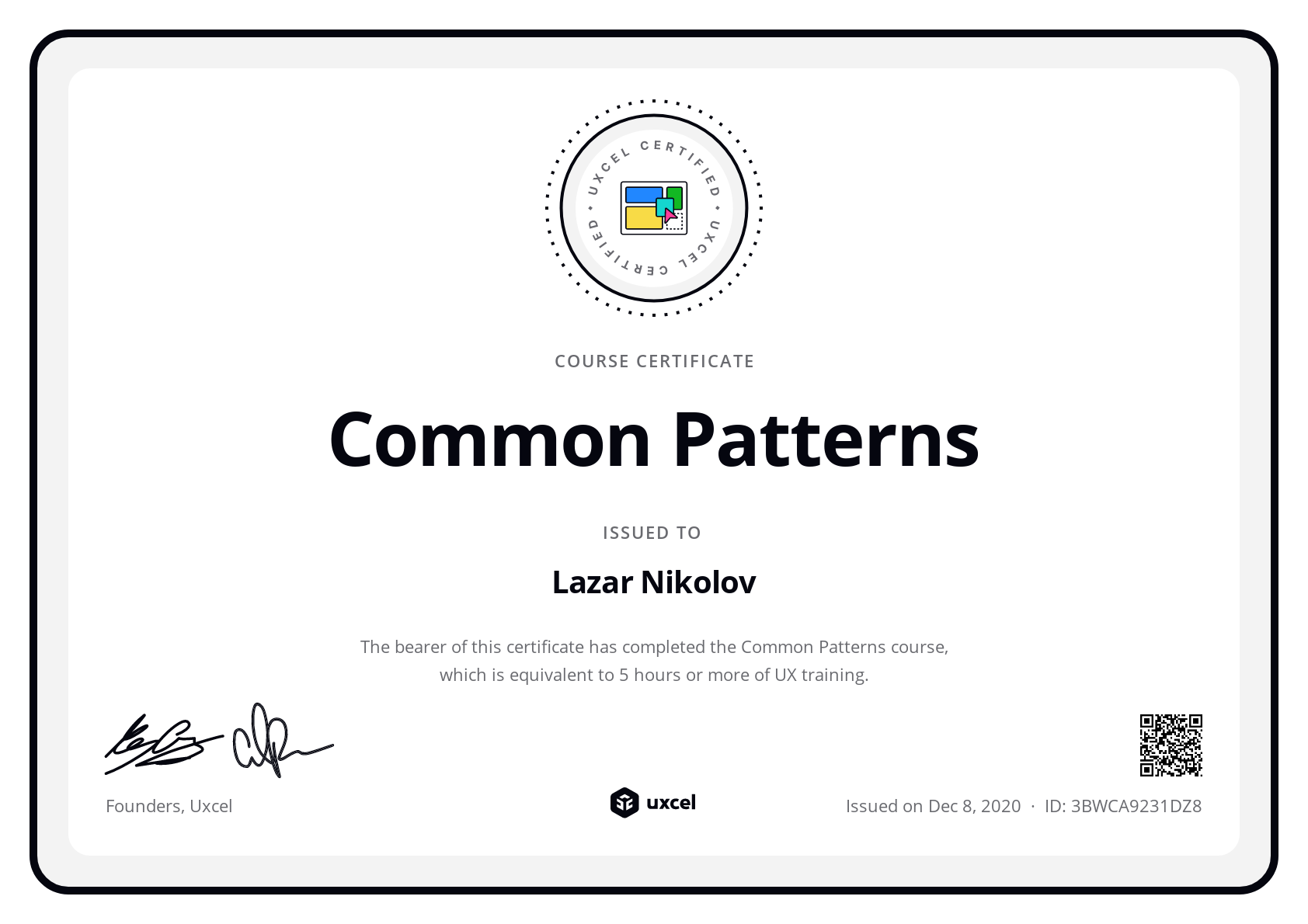 Lazar Nikolov's certificate